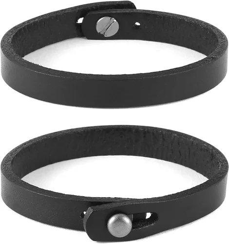 Vista 3 de HZMAN Brazalete de Cuero Ajustable Hecho a Mano Estilo Steampunk Muñequera de Cuero Minimalista