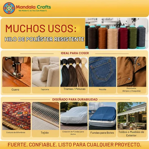 Vista 4 de Mandala Crafts Airforce Blue Tex 70 - Hilo de poliéster para tapicería Fuerza Aérea