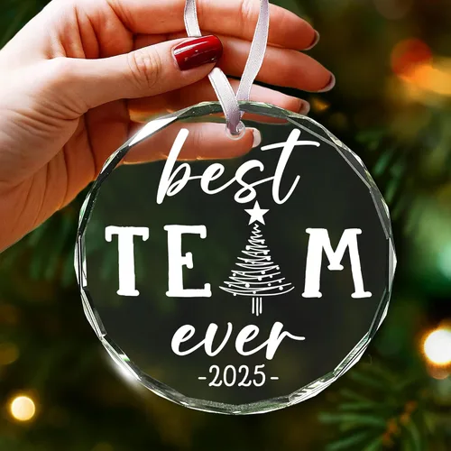 Vista 6 de Adorno del mejor equipo del mundo: regalos únicos de Navidad y agradecimiento para empleados, adornos geniales del equipo, regalos de agradecimiento