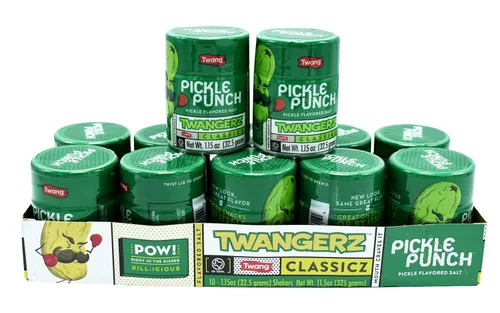 Vista 2 de Twang Twangerz Aderezo para snacks salados y saborizados, lima, limón, lima de chile, chile de mango, pepinillo de eneldo, pepinillo picante