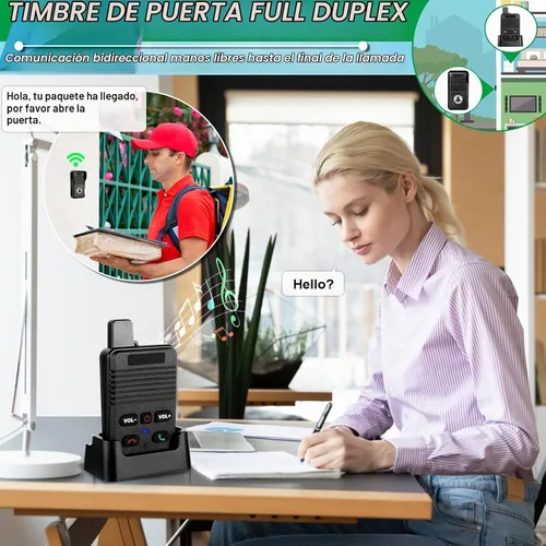 Vista 3 de Timbre inalámbrico, timbre inalámbrico impermeable dúplex completo mejorado, rango de 1000 pies, timbre comunicación bidireccional, 8 niveles