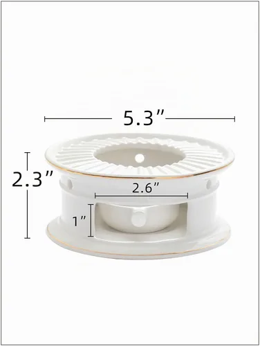 Vista 2 de CHENP.HMC Calentador de tetera, calentador de té de cerámica con soporte para velas (blanco) Calentador de tetera para calentar café, leche