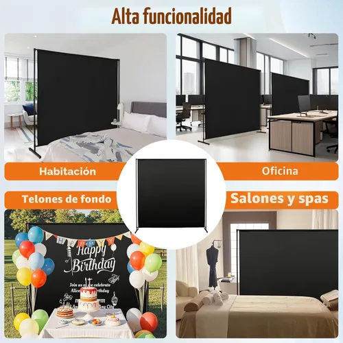 Vista 6 de Divisor de Habitación de Panel Único, 71''A x 71''Al Altura Ajustable Panel Divisor de Habitación Grande para Oficina, Pantalla de Privacidad
