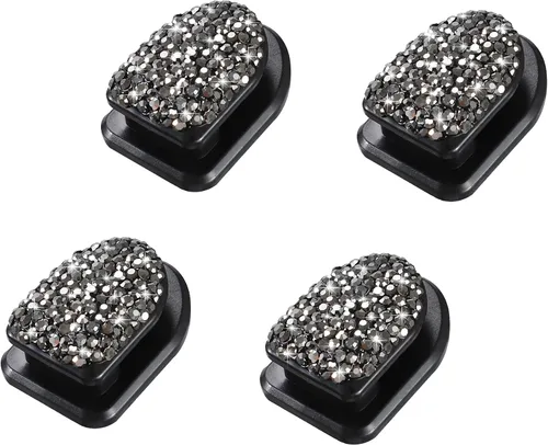Vista 8 de WINKA Ganchos brillantes para automóvil, 4 piezas, accesorios de cristal, lindo gancho para salpicadero, llaves, lentes de sol, gancho