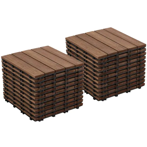 Vista 22 de Yaheetech 55 azulejos de terraza de patio entrelazados de madera compuesta de madera para cubierta de pisos de madera de 12 x 12 pulgadas, madera