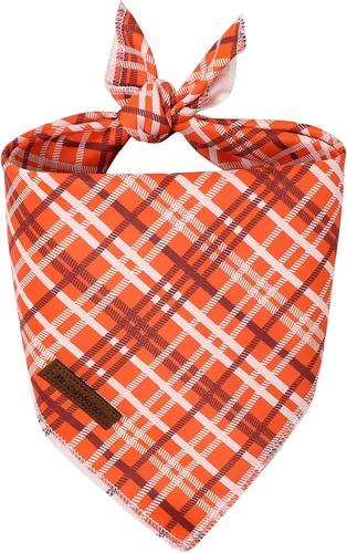 Vista 7 de MR. CHUBBYFACE - Bandana de Navidad para perro, bufanda lavable a cuadros de Navidad para cachorros, bandana ajustable para mascotas para perros