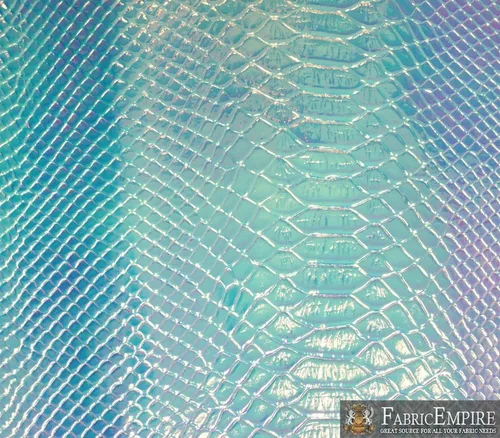 Vista 4 de Fabric Empire Tapicería de vinilo en relieve serpiente holográfica brillante tela azul claro 54 pulgadas de ancho vendido por The Yard