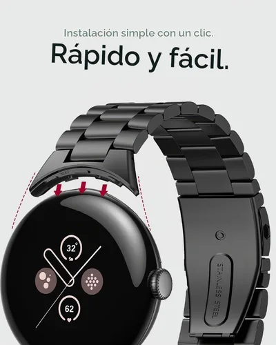 Vista 4 de Miimall - Correas de pulsera de negocios para Google Pixel Watch 4/3 de 41 mm, correa de acero inoxidable sólido ajustable anticorrosión para Pixel