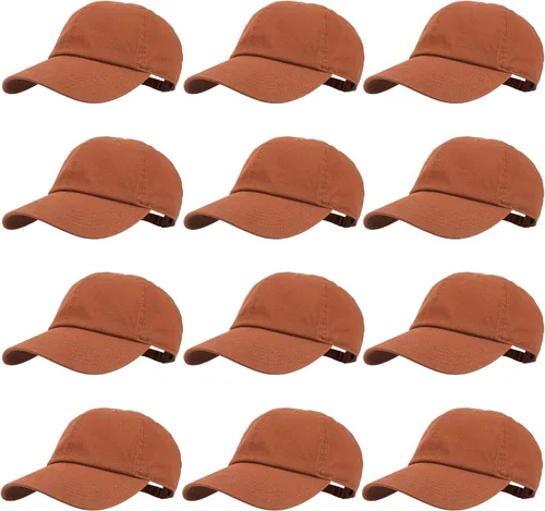 Vista 20 de Gelante Gorras de béisbol 100% algodón liso en blanco tamaño ajustable al por mayor a granel de 12