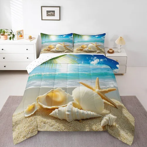 Vista 34 de Erosebridal Edredón náutico costero, juego de ropa de cama y colecciones de playa de verano, estilo clásico, edredón de plumón oceánico
