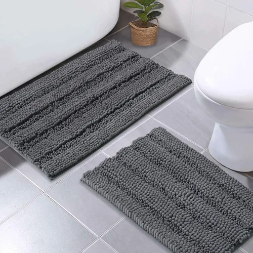 Vista 27 de NICETOWN Tapete negro para baño, antideslizante, suave, absorbente de agua, tapete de bajo perfil para entrada, tapete para vestíbulo, puerta