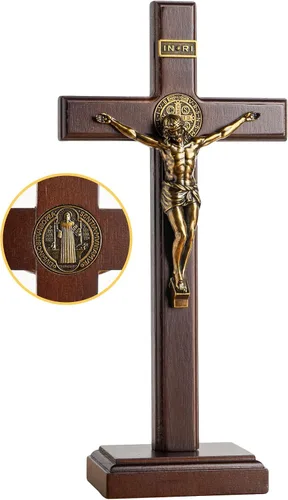 Vista 8 de KUXBET Cruz de Madera de Pie de 5 Pulgadas Crucifijo Pequeño - Cruz Crucifijo de Jesucristo para Colgar en la Pared para Mesa o Pared Decoración