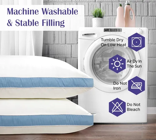 Vista 9 de ROYALE LINENS Juego de 2 almohadas de tamaño estándar, almohada de cama para dormir, almohada refrescante para dormir de espalda, estómago