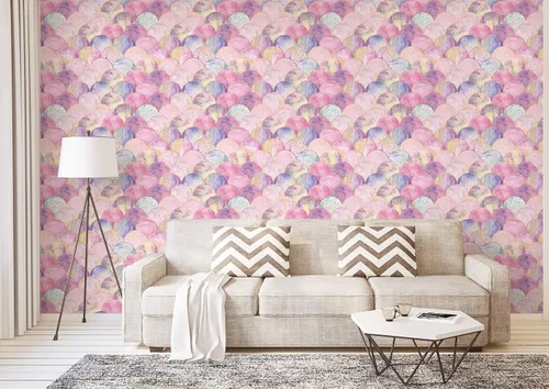 Vista 2 de AMAZING WALL Papel tapiz autoadhesivo color rosa degradado 63.0 in
