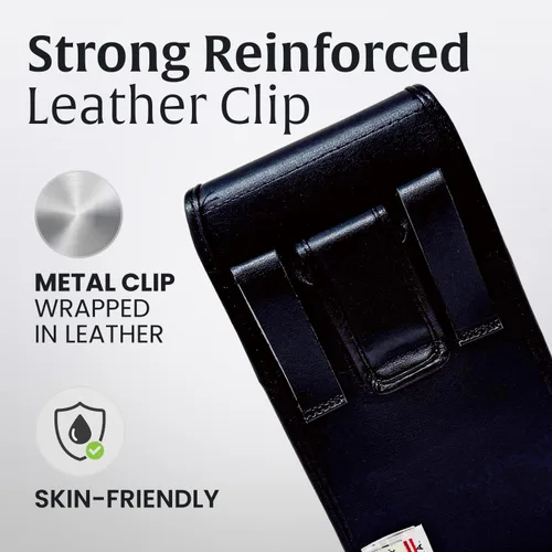 Vista 2 de Turtleback Funda de cuero de alta calidad para Samsung Galaxy S25-S20 – Soporte de cinturón de teléfono negro para viajes a prueba de golpes, fundas