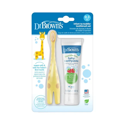 Vista 22 de Dr. Brown's Cepillo de dientes para bebés y niños pequeños, elefante, azul, 0-3 años