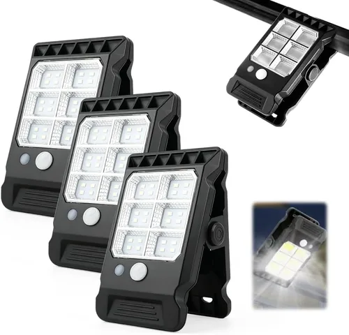 Vista 9 de Luz solar con clip con sensor de movimiento, luces USB con clip de carga solar 2026, luz LED recargable portátil multifuncional para campamento, luz