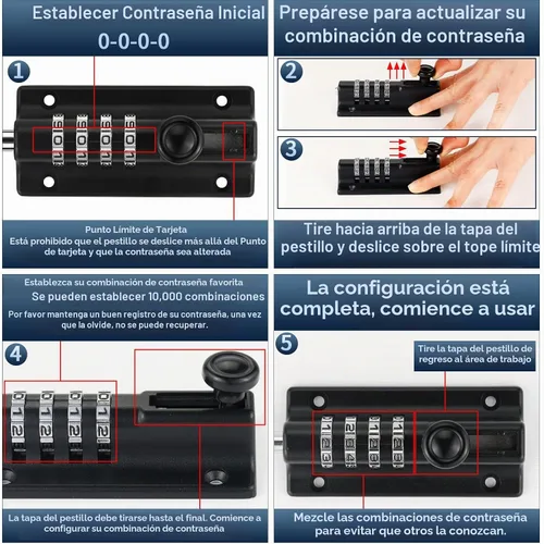 Vista 3 de Cerradura deslizante de combinación de 4 dígitos Cerradura de perno de 1 paquete de cerradura de combinación (negro)