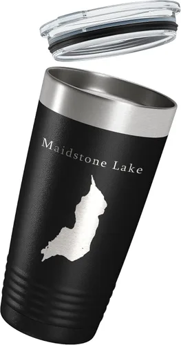 Vista 3 de Maidstone Lake Map Tumbler Travel Mug Insulated Laser Engraved Coffee Cup Vermont 20 oz Black