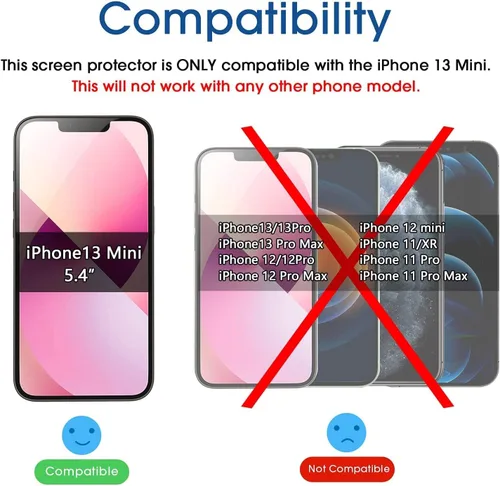 Vista 2 de amFilm Protector de pantalla de vidrio compatible con iPhone 13 Mini de 5.4 pulgadas, 2021, con bandeja de fácil instalación, compatible con fundas