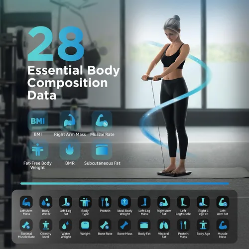 Vista 2 de Báscula Posture para peso corporal y grasa, báscula digital de baño IMC, báscula de grasa corporal Bluetooth, báscula inteligente de grasa corporal