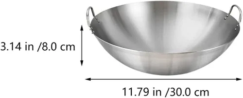 Vista 2 de 1 unids Olla de cocina duradera de acero inoxidable Wok Sartén para uso doméstico