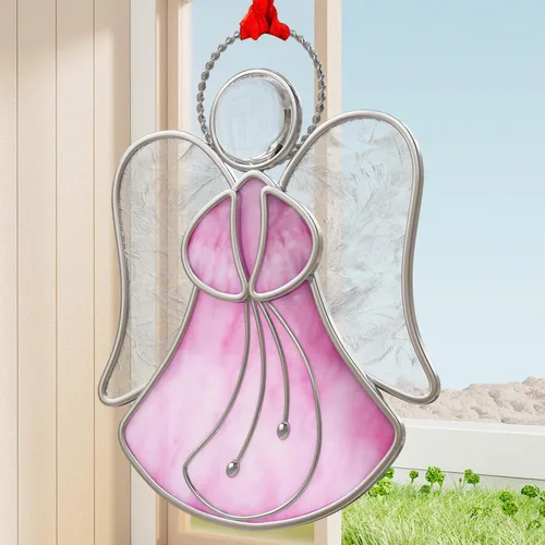 Vista 17 de Atrapasoles de Vidrio Emplomado para Ventanas Colgantes de Ángel Azul Adorno Personalizado de Metal Regalos Decorativos para Mamá Abuela Amiga