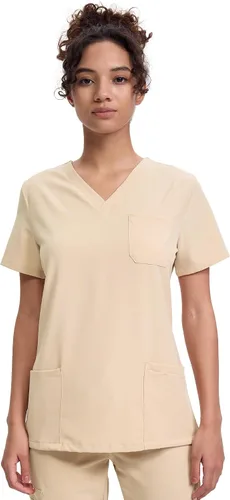 Vista 7 de floralhue Uniformes médicos para mujeres, blusas de uniforme médico suaves con cuello en V, uniforme médico elástico con 4 bolsillos, transpirable