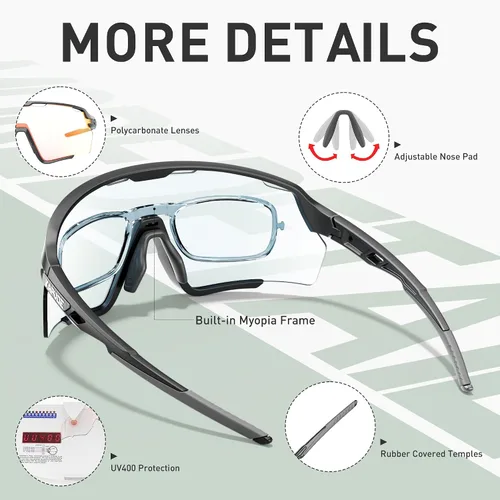 Vista 3 de KAPVOE Photochromic Cycling Glasses Men Women Clear Mountain Bike Sunglasses MTB Bicycle Riding Sports Triathlon - K170