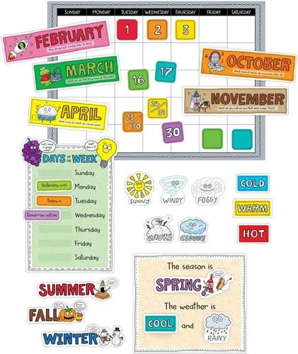 Vista 17 de Creative Teaching Press Bold & Bright - Juego de calendario, tablón de anuncios CTP y exhibición para el aula, 67 piezas