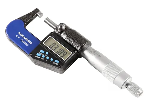 Vista 6 de Accusize Industrial Tools 0-1"/0-25 mm por 0.00005"/0.001 mm Micrómetro Digital Electrónico de 7 Teclas, Resistente al Agua, Ac21-1022