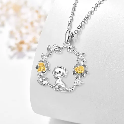 Vista 2 de Dreamboat Collar de plata de ley 925 con diseño de animales para mujeres y niñas, collar de flores, día de la madre, fiesta de cumpleaños, joyería
