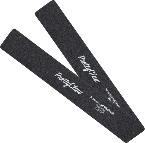 Vista 6 de PrettyClaw 10 limas de uñas profesionales de grano 100/180, color negro, rectangular, acrílicas, centro de plástico, tablero de esmeril de doble