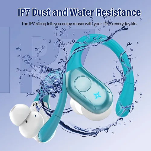 Vista 6 de Qecnato 75H Earbuds Bluetooth 5.4 Auriculares estéreo deportivos Azul