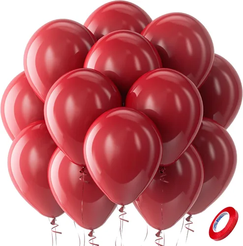 Vista 171 de Bezente Paquete de 150 globos de látex mate color burdeos de 5 pulgadas rojo (07-Red-G42)