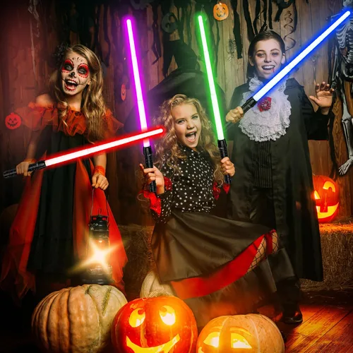 Vista 7 de Recuerdos de fiesta de sable de luz, paquete de 12 sables de luz para niños, juego de espadas de luz para niños y niñas, Halloween, fiestas
