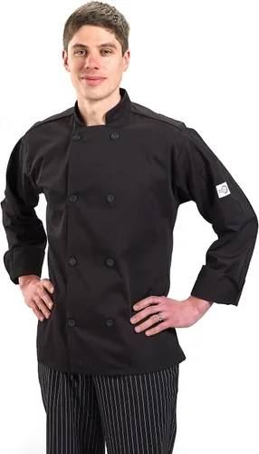 Vista 4 de Chamarra de cocina unisex Mercer Culinary con botones tradicionales, M, Negro, 1