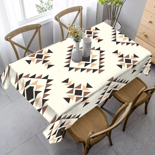 Vista 55 de Mantel azteca, diseño geométrico tribal, decoración rústica de nativos americanos, estilo suroeste, impermeable, lavable, para decoración de cocina