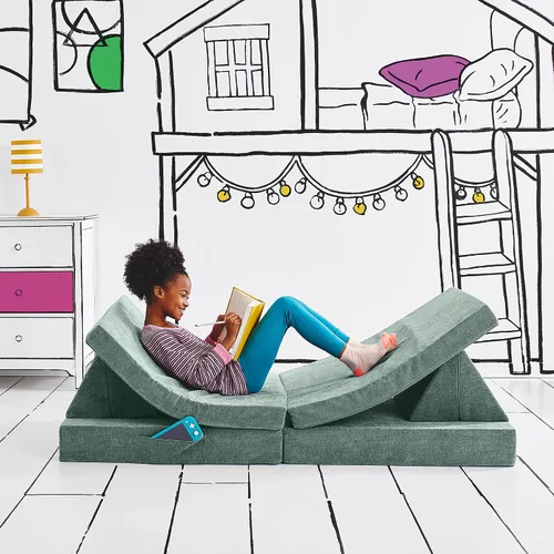 Vista 15 de Yourigami Castillo de Juego para Niños y Niños Pequeños, Juego de Complementos de Sofá para Sala de Juegos, Diseño Modular Duradero, Blue Lagoon