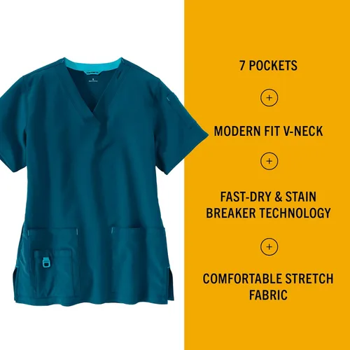 Vista 2 de Carhartt, Cross-Flex, camiseta hospitalaria, mediana, para mujer