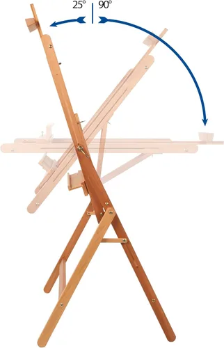 Vista 3 de Mabef M33 Caballete de estudio, madera de haya engrasada, caballete ajustable para interiores, convertible a mesa de pintura, soporta aceite