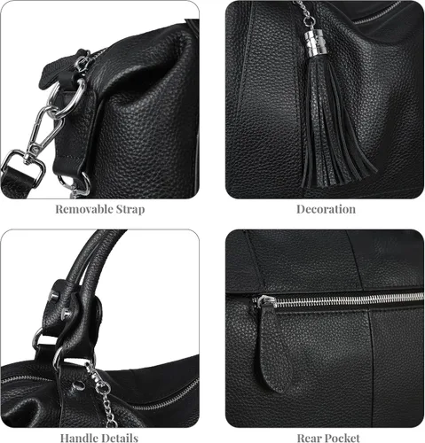 Vista 19 de Heshe - Bolsa de hombro de piel para mujer, con asa superior, bolsa cruzada