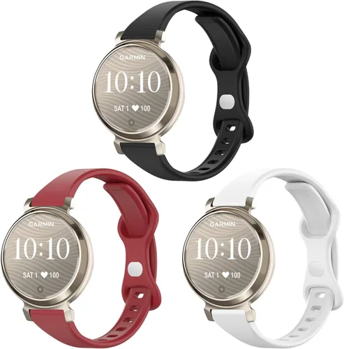Vista 8 de 3 Pack Slim Silicone Watch Bands Compatible with Garmin Lily 2,14mm Soft Thin Narrow Band Sport Replacement Wristband for Garmin Lily 2 / Lily 2