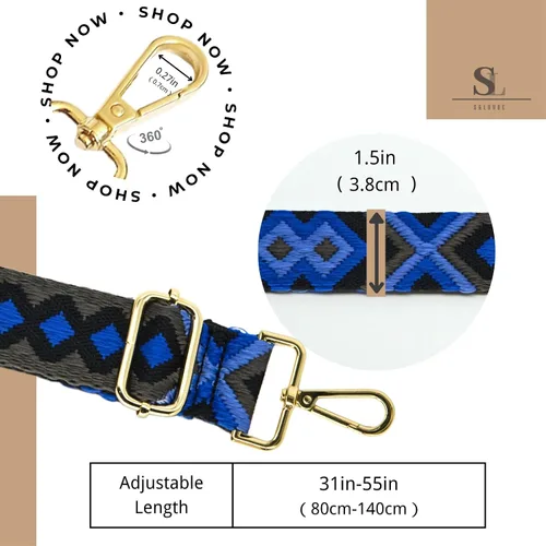Vista 210 de S&loyoe Correas de repuesto para bolso, correa ajustable para bolsa cruzada, correas de guitarra anchas para bolsos de 1.5 pulgadas