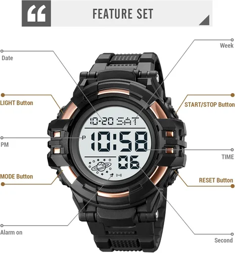 Vista 6 de XCZAP Reloj de moda multifuncional para deportes al aire libre, pantalla electrónica luminosa impermeable para hombre