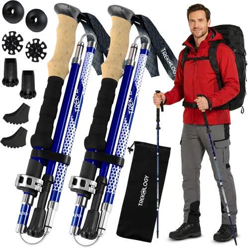 Vista 11 de Trekology Trek-Z - Bastones de senderismo y trekking plegables - Soporte de equilibrio para personas mayores, mujeres y hombres, 2 unidades por set