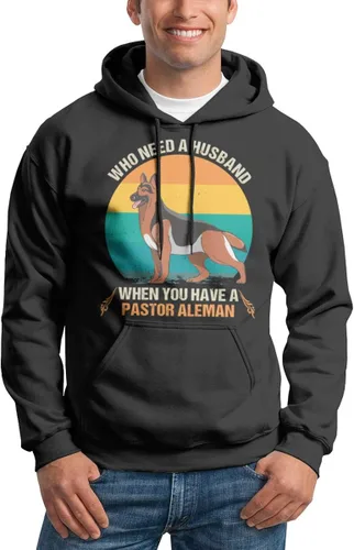 Vista 5 de Who Needs A Husband When You Have A Pastor Aleman Vintage Retro para los amantes de los perros, camisasudaderasudadera con capucha