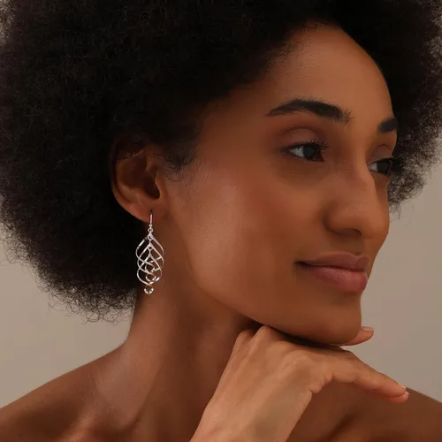 Vista 2 de Charmsy - Aretes colgantes con nudo infinito, plata de ley 925 para mujeres y adolescentes