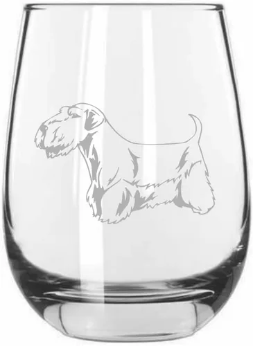 Vista 499 de Shar Pei (chino) - Vaso de vino sin tallo grabado para perro, 15.25 onzas