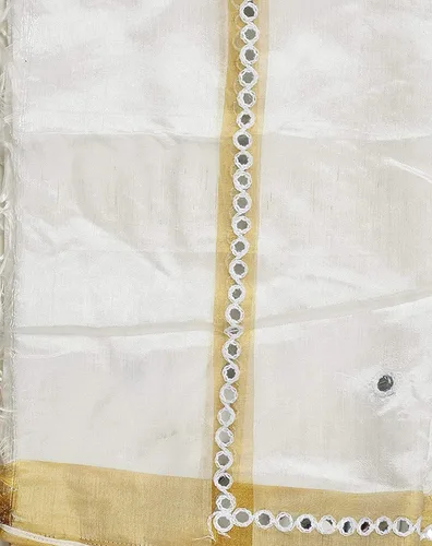 Vista 2 de Indian Hawker Dupatta de seda de plástico para mujeres y niñas con flecos